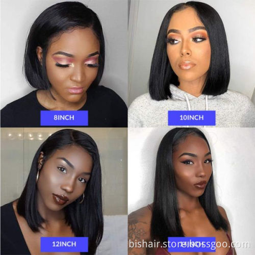 BIS Bob Lace Closure Wig For Women Short 4*4 Human Hair Bob Closure Wigs Natural Color Brazilian Straight 150 Density Bob Wigs